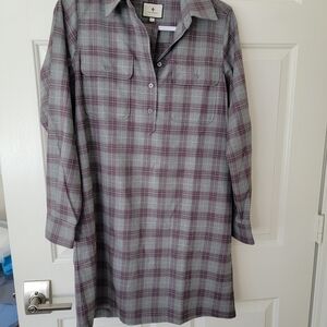 NWT Tuckernuck Winetasting Plaid Button-Up Shirt Dress With Belt